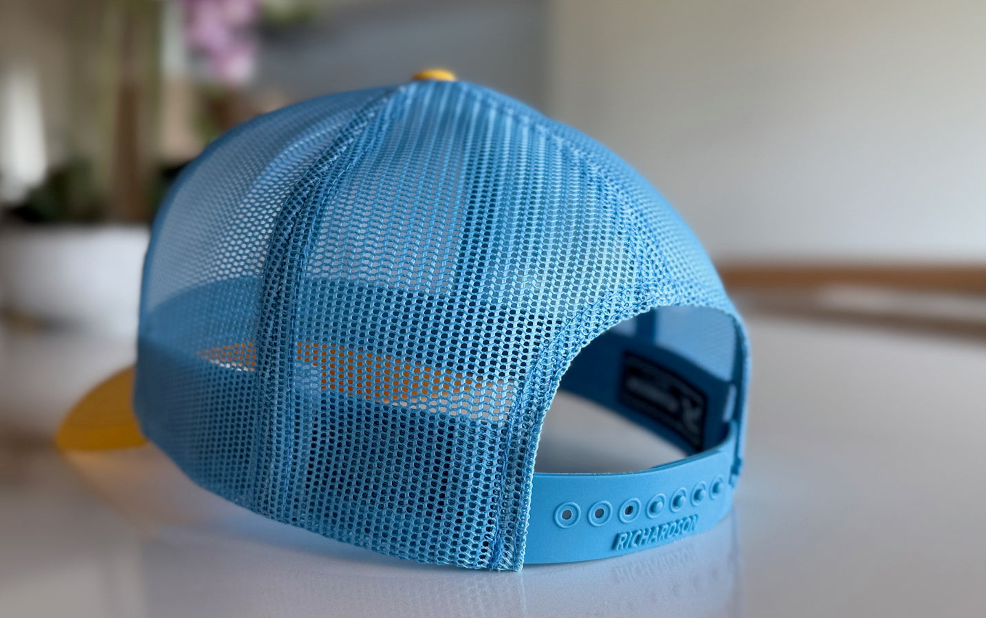 Nauti Tea© Richardson 112 Patch Trucker Hat – White/Yellow/Blue